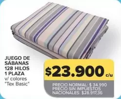 JUEGO DE SÁBANAS 128 HILOS 1 PLAZA