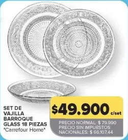 Carrefour home - SET DE VAJILLA BARROQUE GLASS 18 PIEZAS