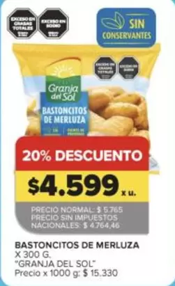 Granja del Sol - BASTONCITOS DE MERLUZA