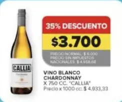 Callia - VINO BLANCO CHARDONNAY