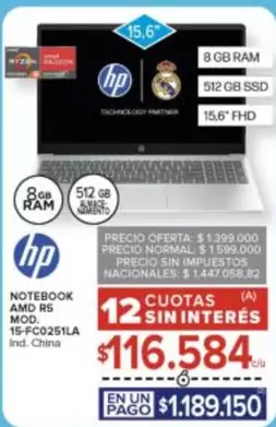 HP - NOTEBOOK AMD RS MOD. 15-FC0251LA Ind. China