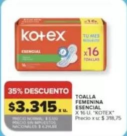 Kotex - TOALLA FEMENINA ESENCIAL