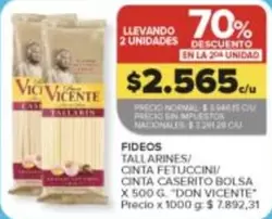 Don Vicente - Fideos Tallarines/Cinta Fetuccini/Cinta Caserito Bolsa