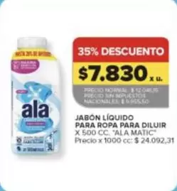 Ala - JABÓN LÍQUIDO PARA ROPA PARA DILUIR