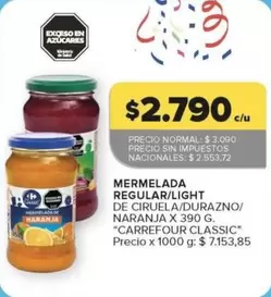 X$ - MERMELADA REGULAR/LIGHT DE CIRUELA/DURAZNO/NARANJA