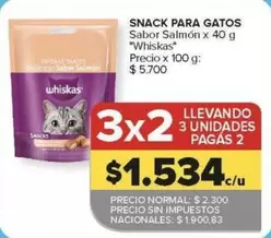 Whiskas - SNACK PARA GATOS Sabor Salmón