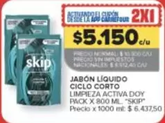 Skip - JABÓN LÍQUIDO CICLO CORTO LIMPIEZA ACTIVA DOY