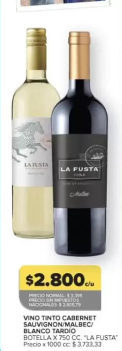 X$ - VINO TINTO CABERNET SAUVIGNON/MALBEC/BLANCO TARDIO