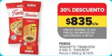 Favorita - Fideos Spaghetti Tirabuzón