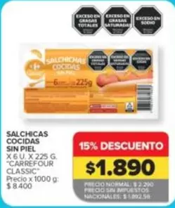 Carrefour - SALCHICHAS COCIDAS SIN PIEL