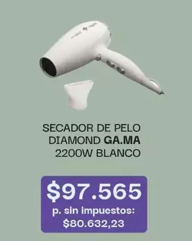 SECADOR DE PELO DIAMOND GA.MA 2200W BLANCO