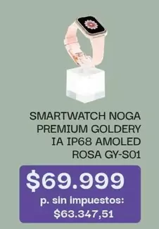 Noga - SMARTWATCH NOGA PREMIUM GOLDERY IA IP68 AMOLED ROSA GY-S01