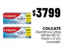 Colgate - Dentífrico Ultra White 90 Gr. Pack x 2 Un. Cód:40287-