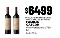 X$ - Vino Varietales x 750 Ml. Cód:44796