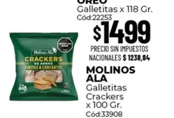 Molinos Ala - Galletitas Crackers x 100 Gr. Cód:33908