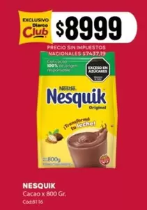 Nesquik - Cacao x 800 Gr. Cód:8116