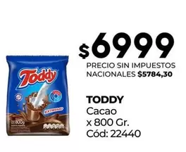 Toddy - Cacao x 800 Gr. Cód: 22440