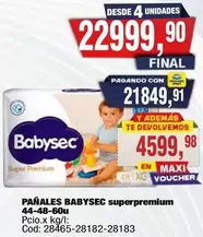 Babysec - PAÑALES BABYSEC superpremium 44-48-60u