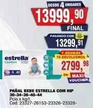 Estrella - PAÑAL BEBE ESTRELLA COM HIP 30-34-36-40-44