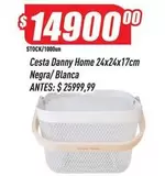 Cesta Danny Home 24x24x17cm Negra/ Blanca