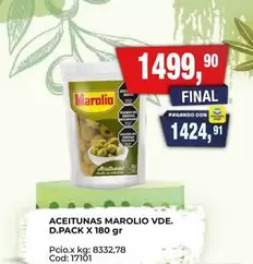 Marolio - ACEITUNAS VDE. D.PACK X 180 GR
