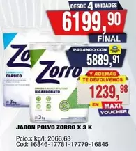 Zorro - JABON POLVO ZORRO X 3 K
