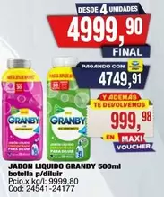 Granby - JABON LIQUIDO GRANBY 500ml botella p/diluir