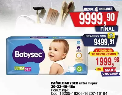 Babysec - PAÑALBABYSEC ultra hiper 30-32-40-48u