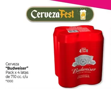 Budweiser - Cerveza Pack x 4 latas