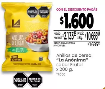 La Anónima - Anillos de cereal sabor Frutal