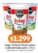 Ilolay - Yogur Firme entero o descremado pote