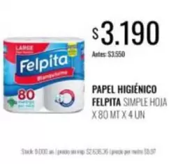 Felpita - PAPEL HIGIÉNICO SIMPLE HOJA X 80 MT X 4 UN