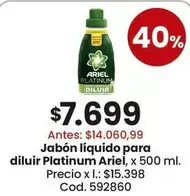 Ariel - Jabón líquido para diluir Platinum , x 500 ml.