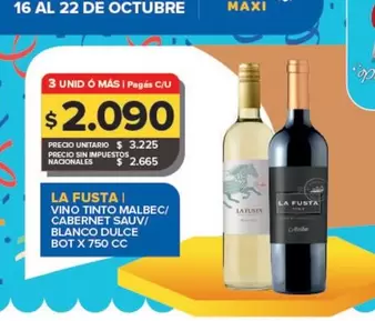 La Fusta - Vino Tinto Malbec/Cabernet Sauv/Blanco Dulce