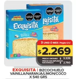 Exquisita - Bizcochuelo Vainilla/Naranja/Limon/Coco