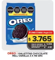 Oreo - Galletitas Chocolate Rell Vainilla