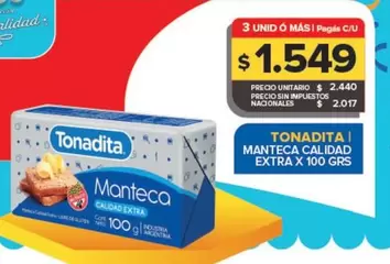 Tonadita - Manteca Calidad Extra