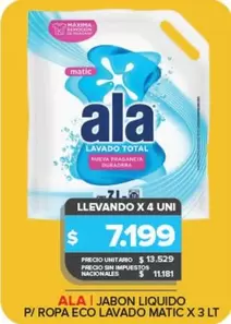Ala - Jabon Liquido P/Ropa Eco Lavado Matic