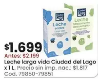 Ciudad del Lago - Leche larga vida x 1 L. Cod. 79850-79851