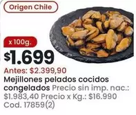 Origen - Mejillones pelados cocidos congelados Cod. 17859(2)