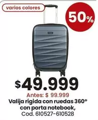 Valija rígida con ruedas 360° con porta notebook, Cod. 610527-610528