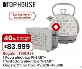 Top House - Pava eléctrica PHEART+ y Tostadora eléctrica THEART