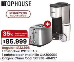 Origen - 1 Tostadora KST035A + 1 cafetera con molinillo GM3000BE