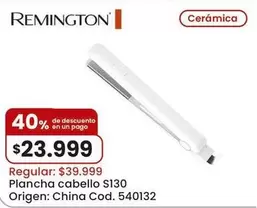 Remington - Plancha cabello S130 Cod. 540132