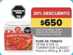 Carrefour - PURE DE TOMATES TETRA