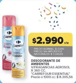 Carrefour - DESODORANTE DE AMBIENTES V/FRAGANCIAS AEROSOL X 360 CC.