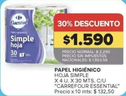 Carrefour - PAPEL HIGIÉNICO HOJA SIMPLE