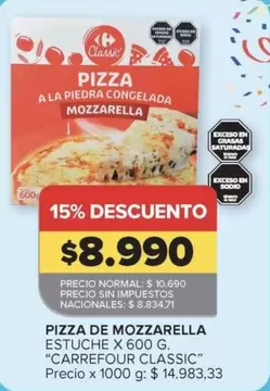 Carrefour - PIZZA A LA PIEDRA CONGELADA MOZZARELLA