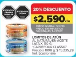 Carrefour - LOMITOS DE ATÚN AL NATURAL/EN ACEITE