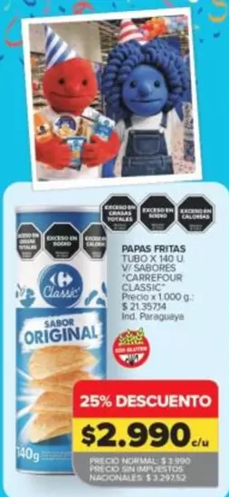 X$ - PAPAS FRITAS TUBO